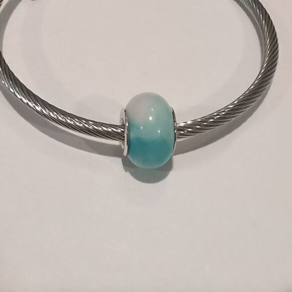 Silver Blue and White Charm for Pandora‎ Style Bracelet - Picture 2 of 6